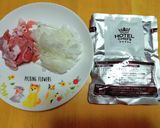 レトルトにお肉増量カレーライス作り方2写真