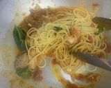 鶏モモ肉と舞茸のトマト煮込みパスタ作り方3写真