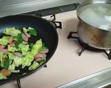 ウインナーとネギとキャベツの和風パスタ作り方2写真