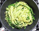 春菊とホタテのジェノベーゼ風パスタ作り方9写真