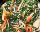 カニカマ入り挽肉と法蓮草のあんかけうどん作り方3写真