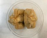 簡単♪油あげと卵の巾着煮／豆入り作り方3写真