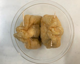 簡単♪油あげと卵の巾着煮／豆入り作り方3写真