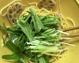 和風☆水菜と蓮根のパスタ作り方3写真
