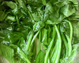 ほうれん草と挽肉のふわふわ卵味噌炒め作り方1写真