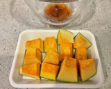 レンジで☆かぼちゃの梅おかか&クリチ和え作り方1写真