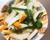 簡単チゲうどん味豚こま大根青椒肉絲風作り方13写真