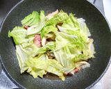 ベーコンに干しエビと白菜の塩焼きそば作り方5写真