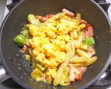 ベーコンに卵とアボカドにポテトのマヨ炒め作り方7写真