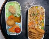 レンジ簡単中華風ロコモコ味炒飯弁当作り方16写真