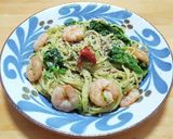 菜の花とエビのジェノベーゼ風パスタ作り方9写真