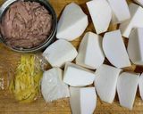 ユーリンチのタレde里芋&ツナの煮物作り方1写真