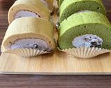 抹茶のシフォンロールケーキ小豆クリーム作り方11写真