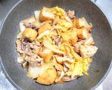豚こま肉に油揚げと白菜にキノコの味噌炒め作り方5写真