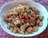 菜の花とザーサイのチャーハン♪作り方3写真
