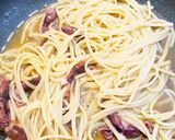 ホタルイカとわさび菜のペペロンチーノ作り方4写真