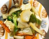レンジ肉無豆腐玉ねぎあん炒味洋風野菜炒め作り方15写真