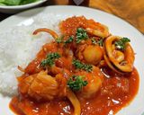 ワンプレート★イカのケチャップ炒煮ライス作り方16写真