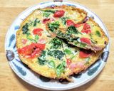 菜の花にミニトマトとベーコンのオムレツ作り方7写真