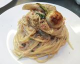 七草とスモークサーモンのクリームパスタ作り方10写真