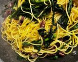 ホタルイカと春菊の春の風香る和風パスタ作り方11写真