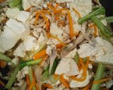 鶏そぼろ入り♫舞茸と小松菜の炒り豆腐作り方3写真
