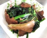 アワビ茸とほうれん草のオリーブオイル炒め作り方5写真