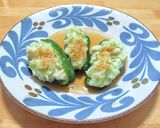 ピーマンのエビしんじょう詰め蒸し餡かけ作り方8写真