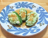 ピーマンのエビしんじょう詰め蒸し餡かけ作り方8写真