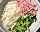 長芋とキュウリとハムの酢の物作り方1写真