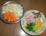 ♫お魚ソーセージと野菜の豆乳スープ♬作り方1写真