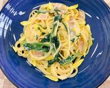 食用菊のクリームパスタ作り方7写真