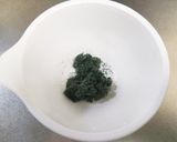 おやつに。卵ありHM粒あんよもぎ蒸しパン作り方1写真