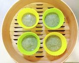 おやつに。卵ありHM粒あんよもぎ蒸しパン作り方9写真