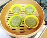 おやつに。卵ありHM粒あんよもぎ蒸しパン作り方12写真
