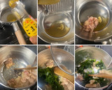 茹で鶏の茹で汁で　鶏皮とわかめの卵スープ作り方3写真