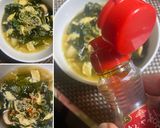 茹で鶏の茹で汁で　鶏皮とわかめの卵スープ作り方7写真