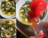 茹で鶏の茹で汁で　鶏皮とわかめの卵スープ作り方7写真