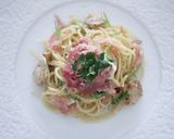 おうちパスタ　ホタテと水菜のパスタ作り方3写真