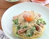 菜の花とベーコンのワンポットカルボナーラ作り方7写真