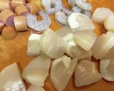 タイラギとエビのアヒージョ作り方1写真