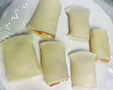 明太子とチーズ&ベーコンの餃子の皮巻き♡作り方5写真