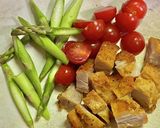 から揚げとトマトジュースで親子丼作り方1写真