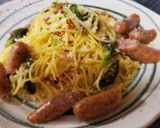 蕗の薹と粗挽きソーセージのペペロンチーノ作り方8写真