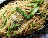 アスパラとツナの焼スパゲッティ♪作り方1写真