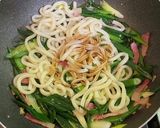 九条ネギとベーコンの焼きうどん作り方7写真