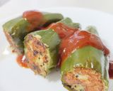 卵・パン粉不使用　鶏胸肉ピーマンの肉詰め作り方15写真