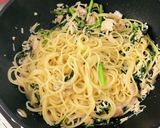 ＊チキン缶詰と春菊のパスタ＊作り方7写真