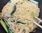 しめじ小松菜しらすパスタ作り方3写真