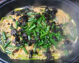 ワンパンレシピ⭐釜玉風ねぎパスタ作り方4写真